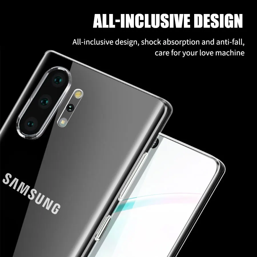 Силиконовый чехол для samsung Galaxy Note 10+ 10 Plus 8 9 прозрачный Чехол Мягкий ТПУ чехол для samsung Galaxy A50 A70 A40 M30s чехол для телефона