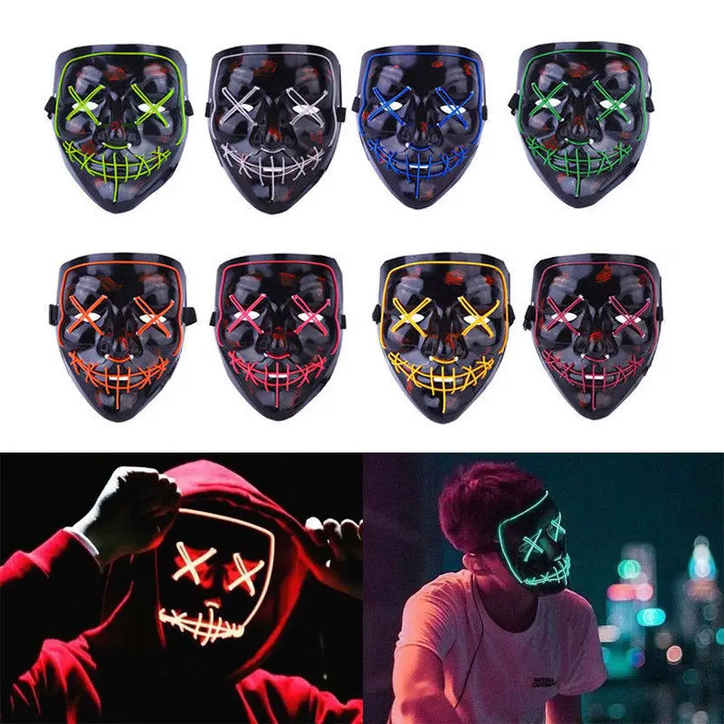 Маска к Хэллоуину флуоресцентный шар светящаяся маска El холодный свет Карнавальная маска светодиодный ужасная маска