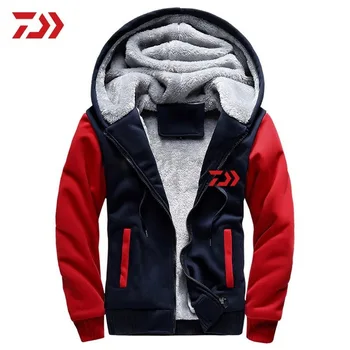 

New Thick Warm DAIWA Fishing Clothing Autumn Winter Hooded Fleece Hiking Fishing Coat Outdoor Sport Plus Size Fishing Jacket