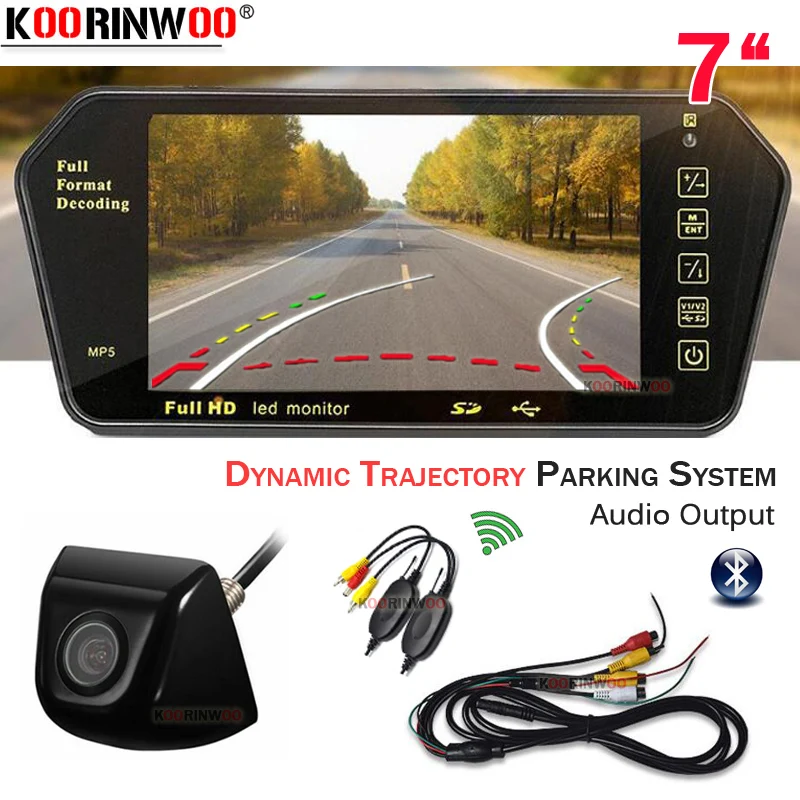 Koorinwoo Intelligent Dynamic Trajectory Car Camera Rear view + 7&quot Media Monitor Mirror Bluetooth FM MP5 Support USB For Radio |