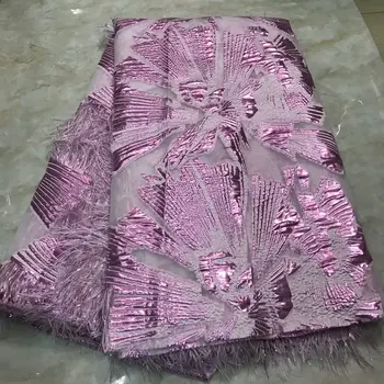 

Fashion Design Sequined Tassel Mesh Guipure Lace Fabric French Sequins Embroidery Tulle Fabric for Evening Dress Lace Material