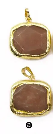WT-P1468, натуральный Амазонит, камень, кулон, фиолетовый, коричневый, голубой, четырехсторонний, золотой кулон, женская мода, ювелирные изделия - Окраска металла: a