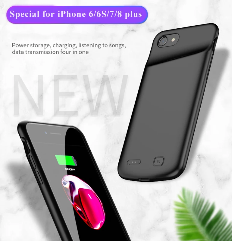 Тонкий Силиконовый противоударный чехол для зарядного устройства для iPhone 6, 6s, 7, 8 plus, чехол для аккумулятора, чехол для зарядки аккумулятора для iPhone