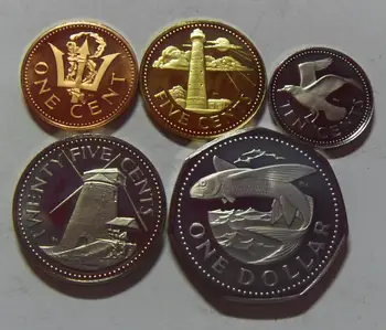 

Set 5Pcs Barbados Coins Latin America 100% Real Original Coin Collection UNC New