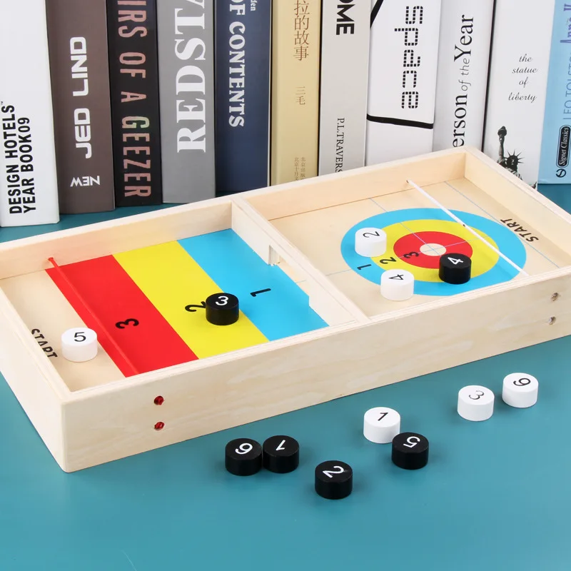 Ice Fox Ball Board Games Adults Kids Wood Toy Classic Table Game Curling Montessori Pinball Kindergarten Supplies Baby Gift | Игрушки и
