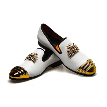 

Brand New Luxury Men Loafer Patchwork Of Genuine Leather And Horsehair Round Toe Slip On Dress Shoes