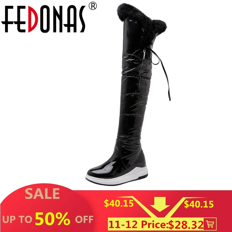 Tanie FEDONAS damskie klasyczne ciepłe długie buty obuwie damskie zimowe damskie ponad buty do kolan jakości Pu skórzane buty do jazdy konnej