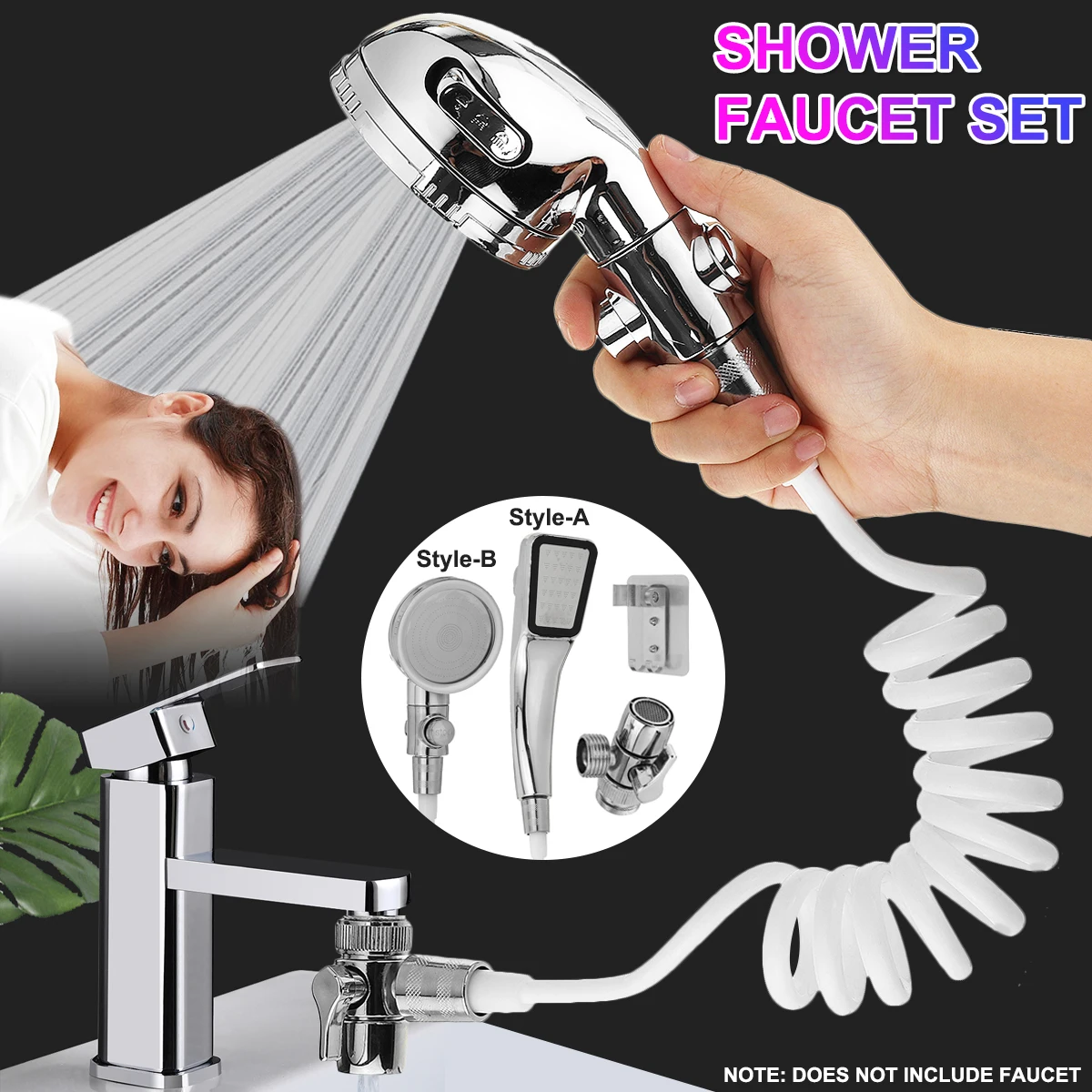 Bathroom Sink Basin Faucet External Shower Head Sprayer Set for Hair
