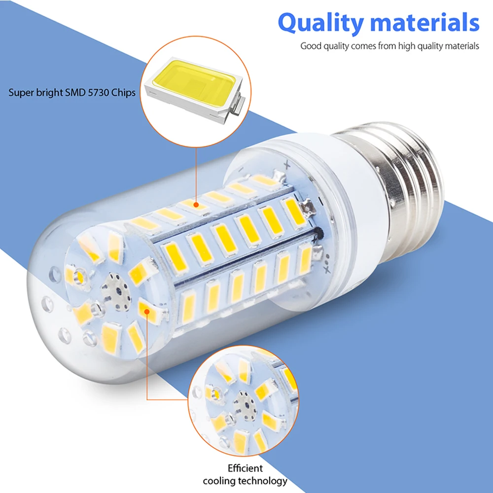 3W 6W 9W 12W 15W LED Corn Light Bulbs E14 E27 B22 G9 GU10 5730 SMD Bright Cool Warm White Lamp 220V 110V for Home Office Ampoule