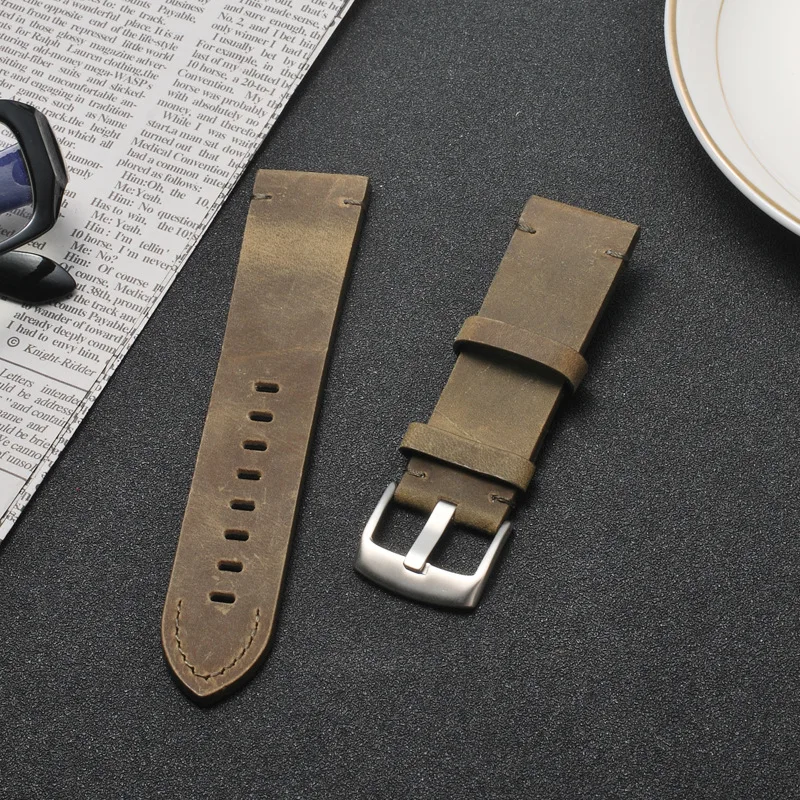 Кожаный ремешок для часов samsung gear S2/S3/4 Ticwatch huawei GT Watch 2 кожаный ремешок для часов браслет для часов 20 22 24 26 мм