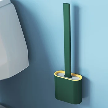 

2020 Flexible Toilet Brush Silicone with Slim Holder Anti-Drip Bathroom Cleaner with Holder Cleaning Wall Mounted Set