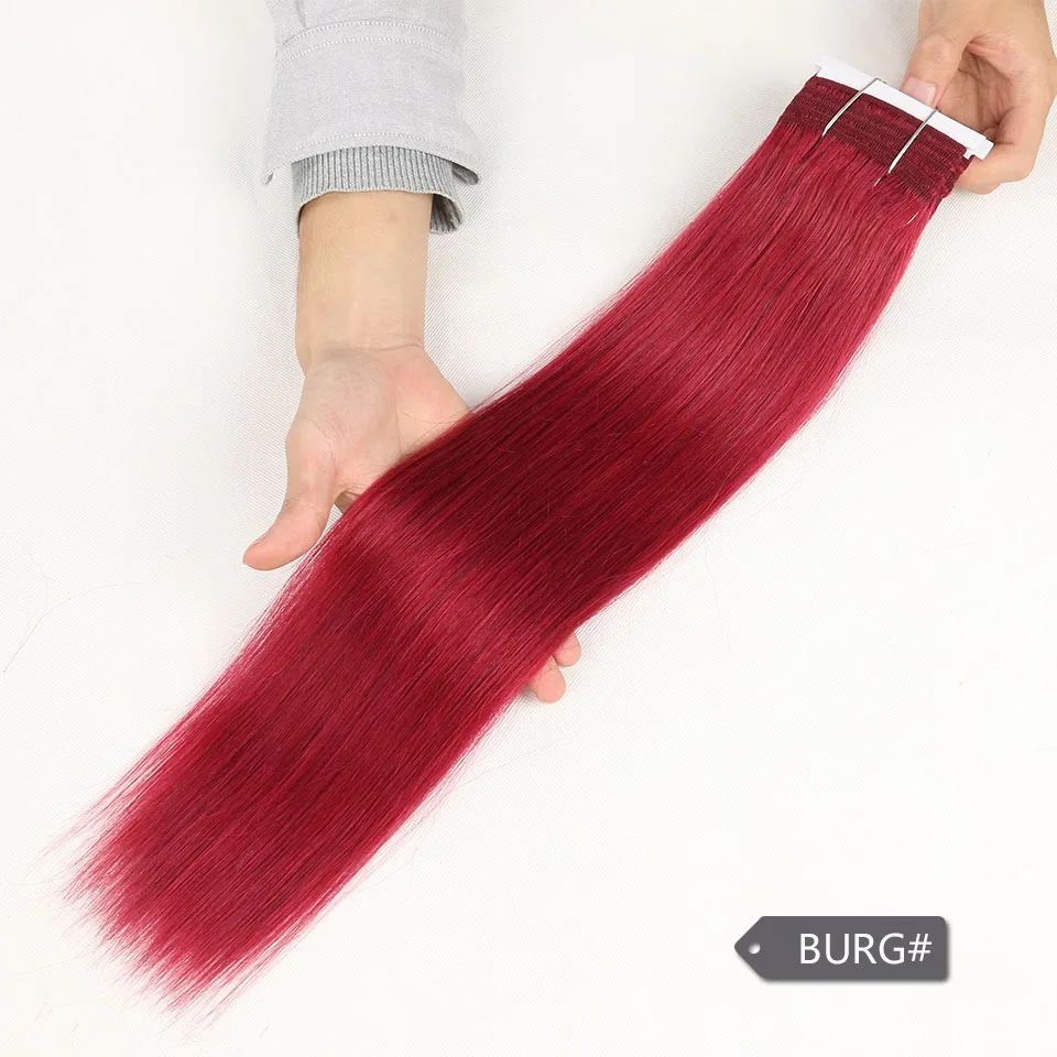 Rebecca duplo desenhado brasileiro sedoso cabelo reto tecer feixes de cabelo humano remy 1 pc apenas 27/30/ 6/8/vermelho/99j feixes de cabelo