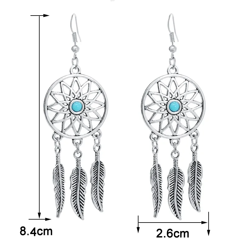 Fancy Hollow Dream Catcher Leaf Feather Shiny Crystals Drop Dangle Earrings For Women Party Jewelry Korean Hanging CZ Earrings