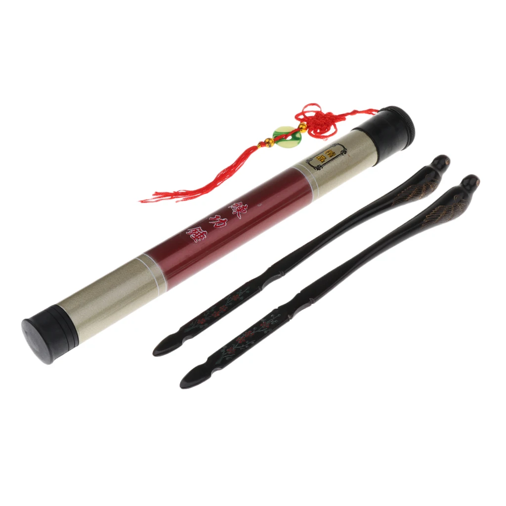 1 Set Ebony Beaters Mallets with Storage Box Holder for Dulcimer Yangqin Performance Accessory