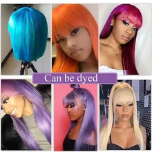 

180% Straight Human Hair Wigs With Bangs Full Capless Wig Glueless Costume Wigs 613 Blonde Wig