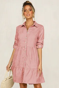 

Plus Size Maxi Dress Mujer Polyester Direct Selling Special Offer Dress Women Vadim Free Shipping 2020 Big Lapel Shirt Female