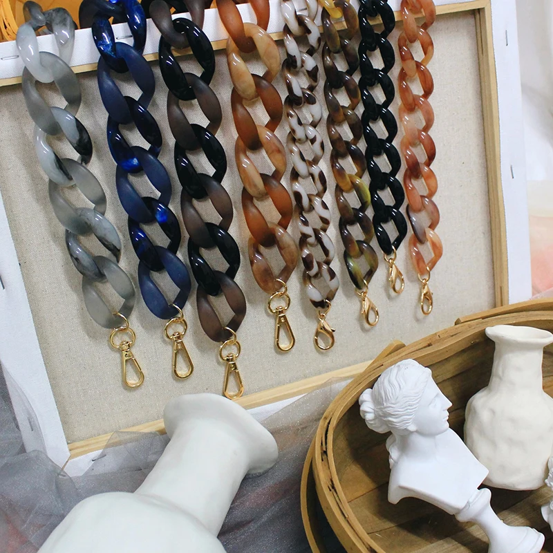 

Luxury 36cm Detachable Replacement Handbag Strap DIY Acrylic Resin Scrub Handbag Chain Plastic Strap for Women Bag Accessories