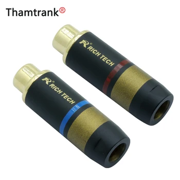 

10pcs/5pairs RCA Jack Copper RCA Female Connector Gold-plated audio adapter blue&red pigtail speaker plug 6.7MM Cable hole