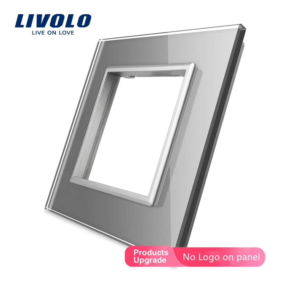 Livolo Luxury Black Pearl Crystal Glass 80mm*80mm EU standard DIY Part Of Switch Socket Single Glass Panel VL-C7-SR-11 smart wall switch wall touch switch socket light switch cover switch glass panel