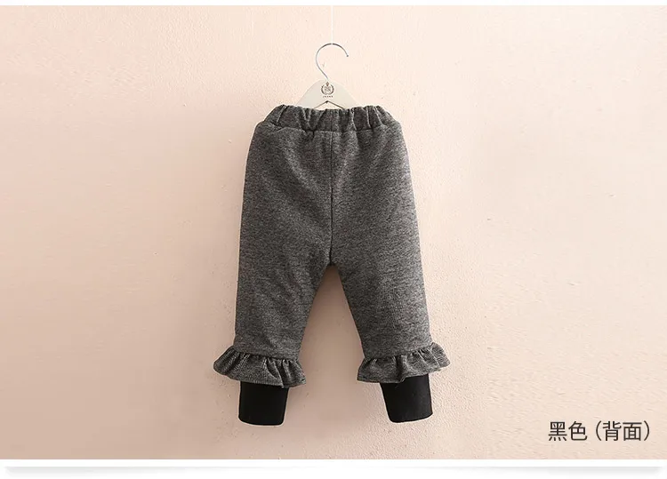 Autumn Winter Girls Pants Plus Velvet Thicken Korean Fashion Plaid Fake Two Pieces Trousers 2 3 4 5 6 7 Years Toddler Baby Pants