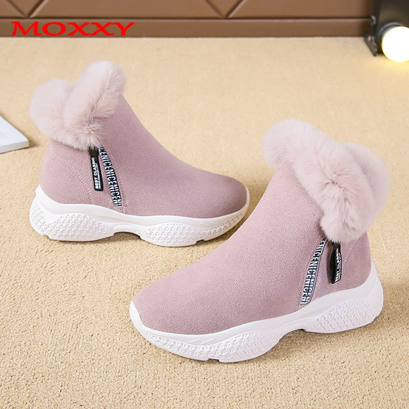 

2019 New Women's Winter Sneakers With Warm Fur Sneakers Pink Black Chunky Sneaker Platform Ladies Casual Shoes Woman Snow Boots
