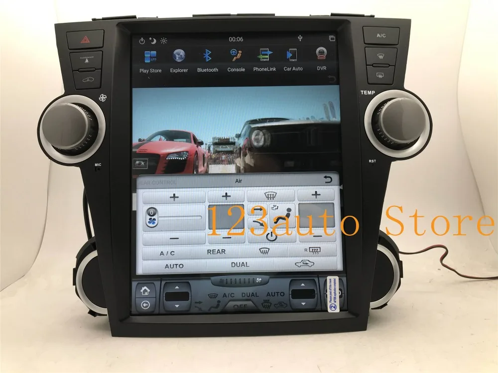 12,1 дюймов вертикальный экран Tesla стиль Android 8,1 Авто DVD gps навигатор плеер для Toyota Highlander Kluger 2008-2013 стерео