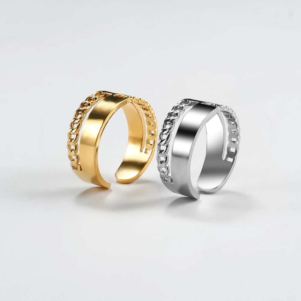 316L Stainless Steel Rotatable Men Ring High Quality Spinner Chain Opening Adjustment Punk Women Jewelry For Party Gift | Украшения и