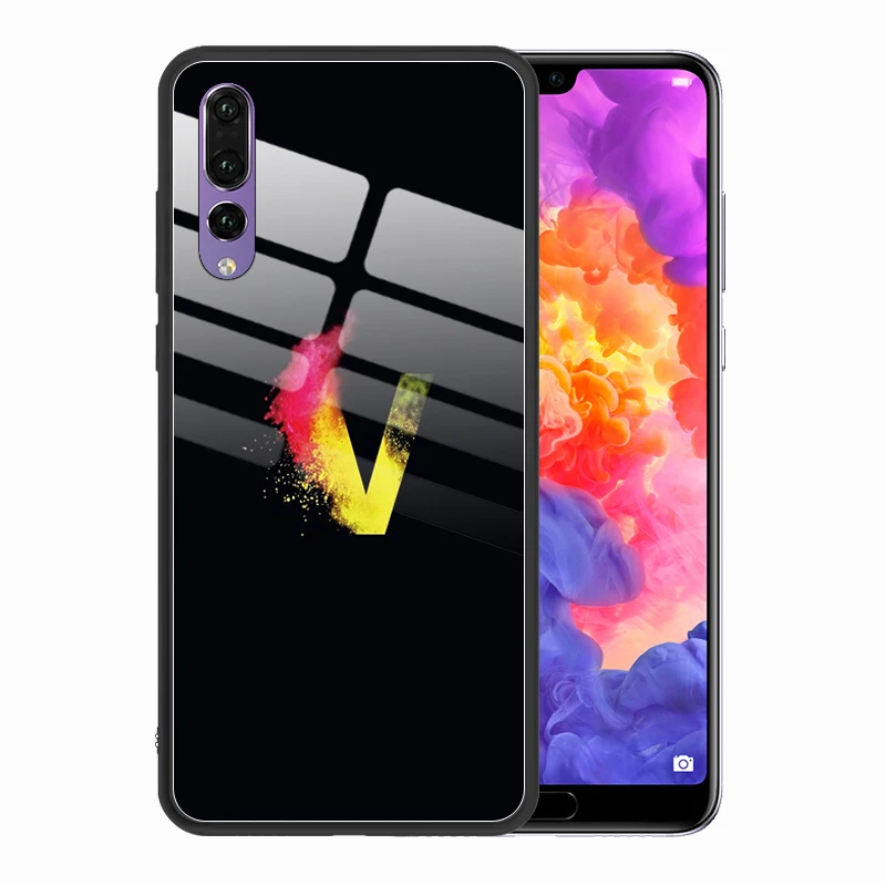 Роскошный чехол для телефона с 26 буквами A B C D для huawei P20 Lite Pro Huawie P30 Lite Pro Coque, закаленное стекло, чехол для huawei P30 Lite P30 Pro huawei mate 10 Lite 20 Lite Funda
