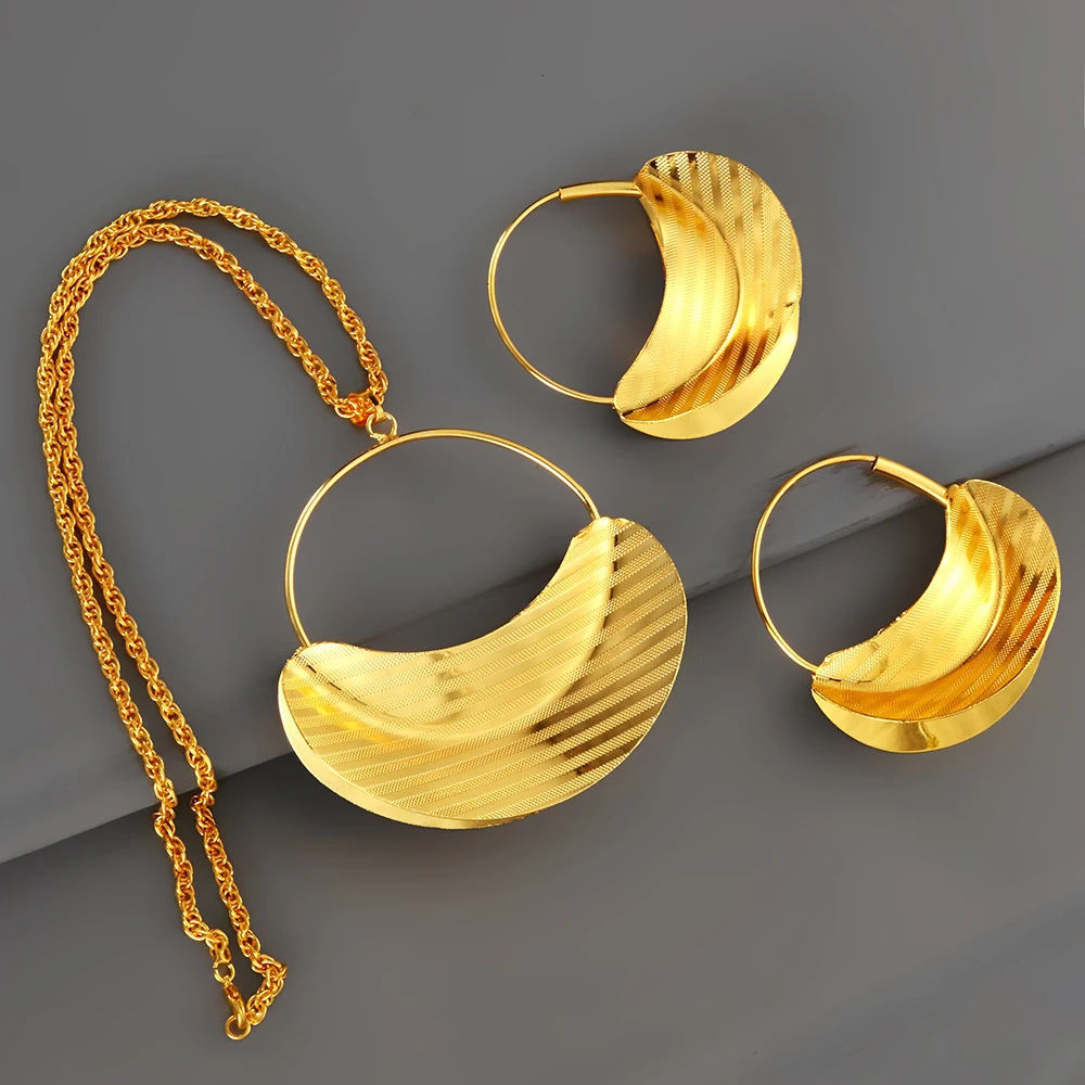 Ethlyn Сенегал PNG Сумка два комплект ювелирных изделий кулон Цепочки и ожерелья серьги золотистого цвета в африканском стиле; Свадебные украшения для невесты для Для женщин S328