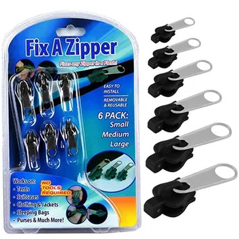 

6 PCS/Bag Universal Instant Fix Zipper Repair Kit Replacement Zip Slider Teeth Rescue New Design Zippers For Sewing Clothes