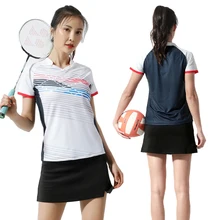 Джерси для бадминтона, новые теннисные рубашки, уличная спортивная рубашка с круглым вырезом для настольного тенниса, женская одежда для бега и тренировок с короткими рукавами, командная форма Джерси для бадминтона, новые теннисные рубашки, уличная спортивная рубашка с круглым вырезом для настольного тенниса, женская одежда для бега и тренировок с короткими рукавами, командная форма