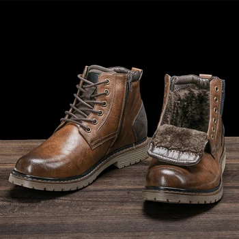

40-46 men winter shoes Warm Plush boots men Comfortable Brand High Quality fashion vintage snow boots Warmest men Winter boots