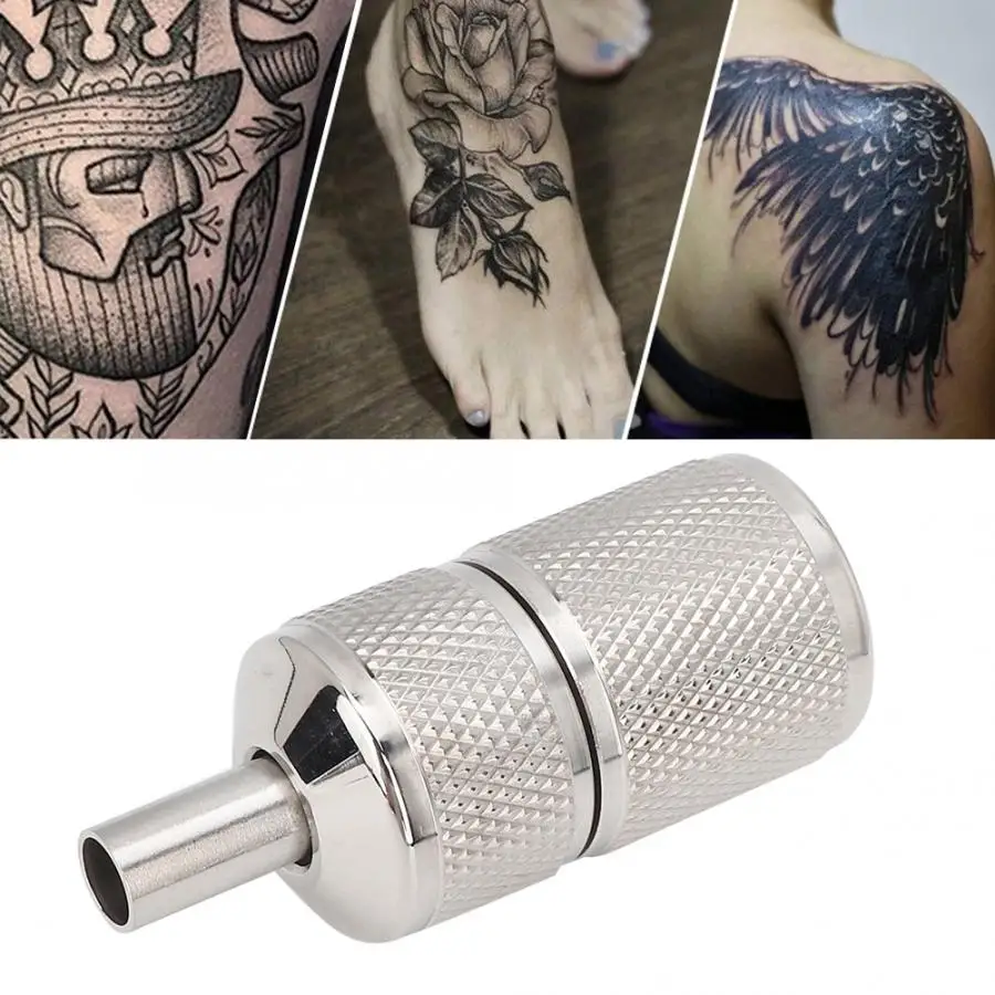 Stainless Steel Self-Locking Tattoo Machine Grip Anti-Slip Handle Tube Auto Lock Grip Holder Tattoo Supplies Body Art Tools 25mm