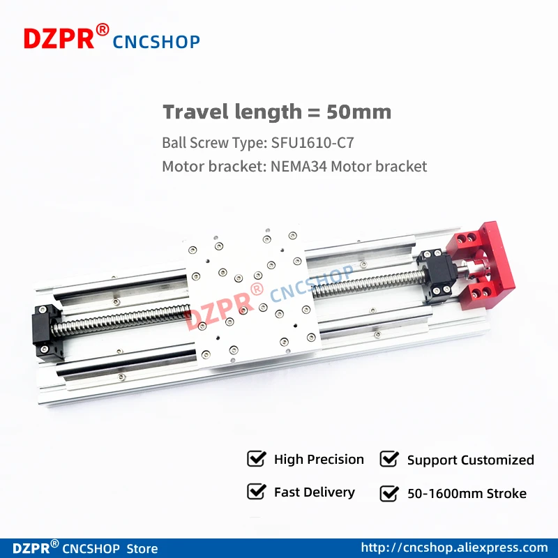 

Linear Stage Slide Module 50mm Travel Length 1605 ball screw linear guide Nema34 stepper Motor bracket for DIY CNC Router