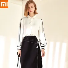Xiaomi новые роскошные модные женские черные белые блузки Топы с длинным рукавом Повседневная шифоновая блузка женские офисные рубашки