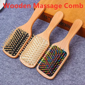 

1PC Three Colors Wooden Spa Massage Comb Antistatic Hair Care Brush Massage Head Promote Blood Circulation Hair Care Brush