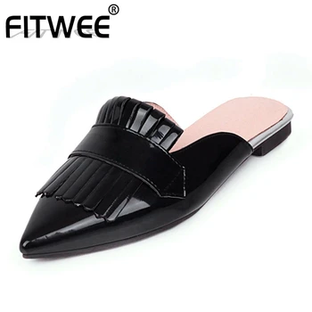 

FITWEE Women Sandals Shoes Fashion Pointed Toe Slip On Slipper Shoes Women Comfortable Flat Heels Footwear Size 31-48