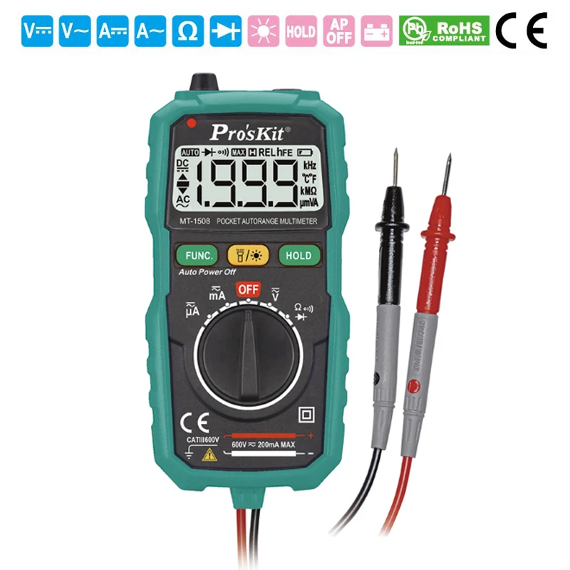 

Proskit multimeter Mini multimeter Auto Range Backlight LCD display tester meter High precision high-quality digital multimeter