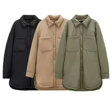  Women's Shirts Jackets OversizeThin Parkas Coats Female Long Sleeves Pocket Loose Khaki Outerwear Streetwear Fashion TRF Jackets 