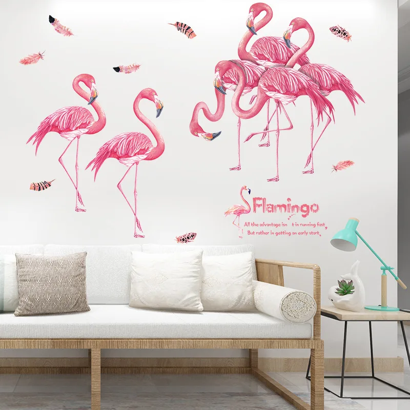 Romantic Love Flamingo Wall Sticker Removable Kids Home Decor Room Decals