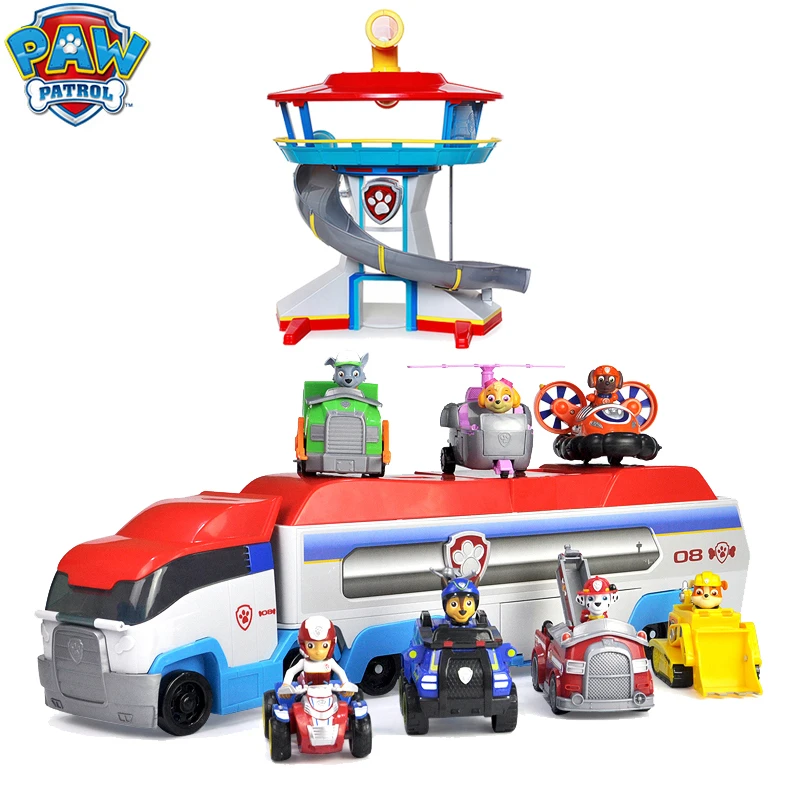 Paw Patrol Headquarters Lookout Tower Action Figures Toy Car Chase Marshall Rubble Skye Zuma Ryder Various Scenes Toy Gift|Diecasts & Toy Vehicles| - AliExpress