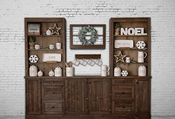 

Vinyl photography Backdrop brick wall shelf cups for Photography Christmas Baby Kids Photo Backgrounds