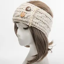 Женская повязка на голову, 2 пуговицы, декоративная Толстая теплая вязаная спортивная повязка на голову, повязка на голову, головной убор для осени и зимы