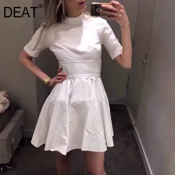 

DEAT 2020 new summer round neck short sleeves high waist mini length sexy vacation dress fits small size high quality WL78600L