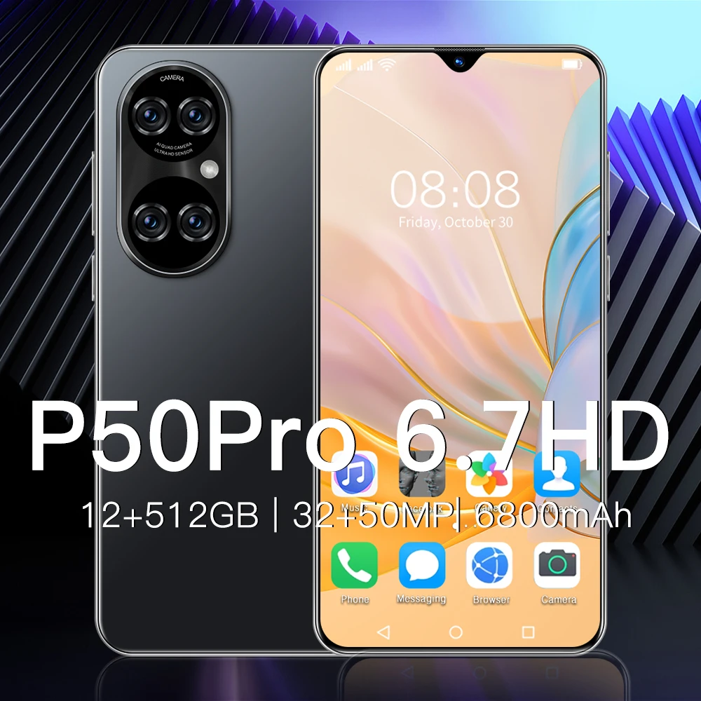 P50 Pro 6 7 &quotсмартфон 6800 мА/ч глобальная версия Android телефон 12 + 512 Гб оперативной