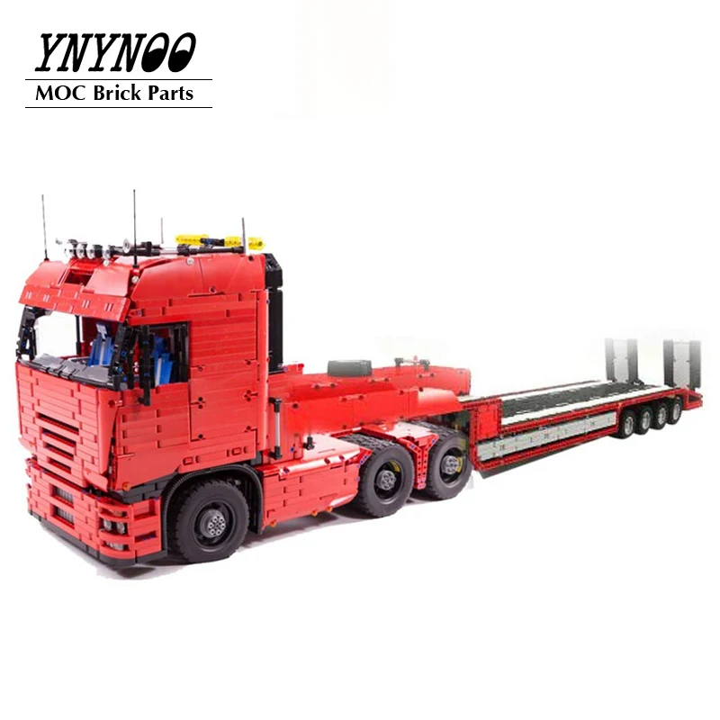 Высокотехнологичный седельный тягач башня головы MOC-4814 механическый обработывающий LOWBOY прицеп-совместимость с Lucio, седельный тягач мс конструкторных блоков, детские кубики, игрушки