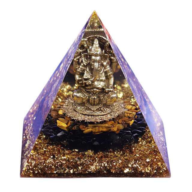 Buddha Statue Energy Generator Orgone Pyramid Amethyst Peridot Healing Crystal Reiki Chakra Orgonite Pyramid Meditation Tool