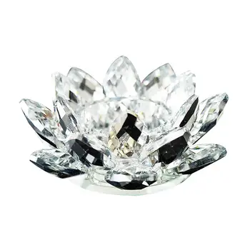 

Crystal Glass Lotus Flower Candle Tea Light Holder Buddhist Flower Candle Tea Light Holder Creative Candle Stand