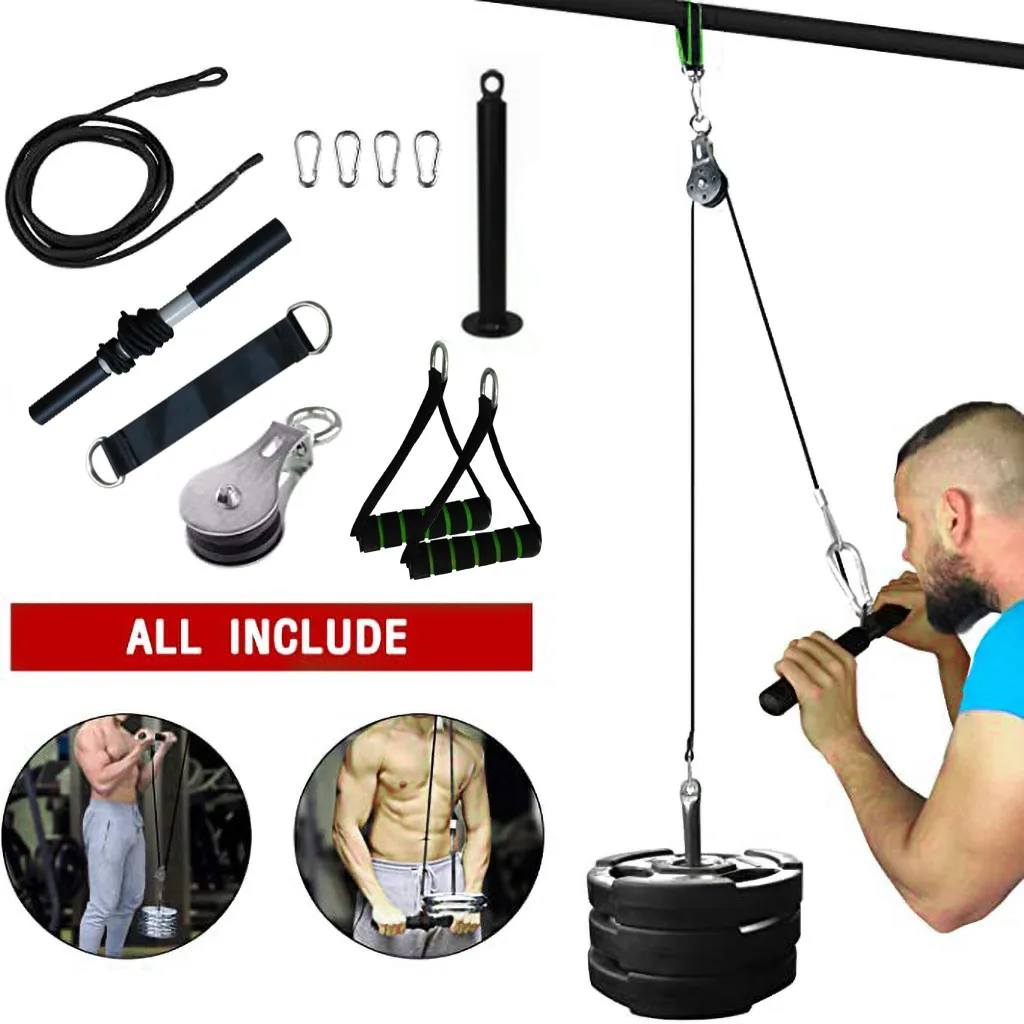 Details about   11Pcs Fitness Pulley Cable Gym Workout Equipment Machine Attachment System Home