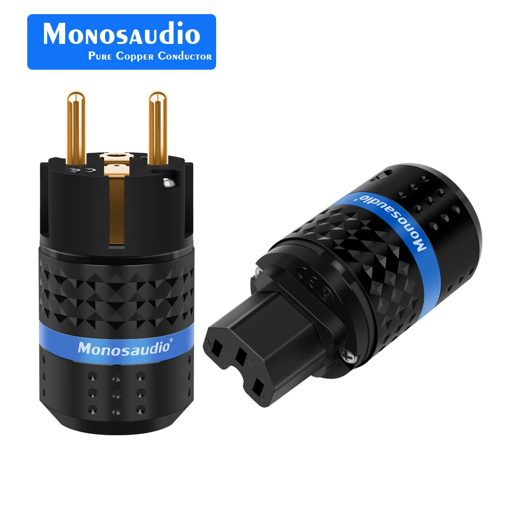 Monosaudio E102G/F102G штепсельная вилка Европейского типа из чистой меди с золотым